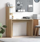 VidaXL Bureau met plank Sonoma eiken 102 x 50 x 124 cm Bewerkt hout