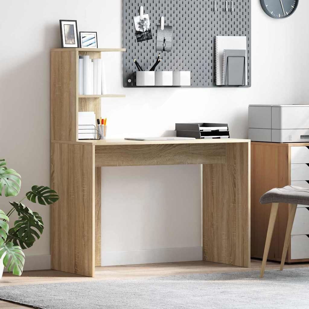 VidaXL Bureau met plank Sonoma eiken 102 x 50 x 124 cm Bewerkt hout