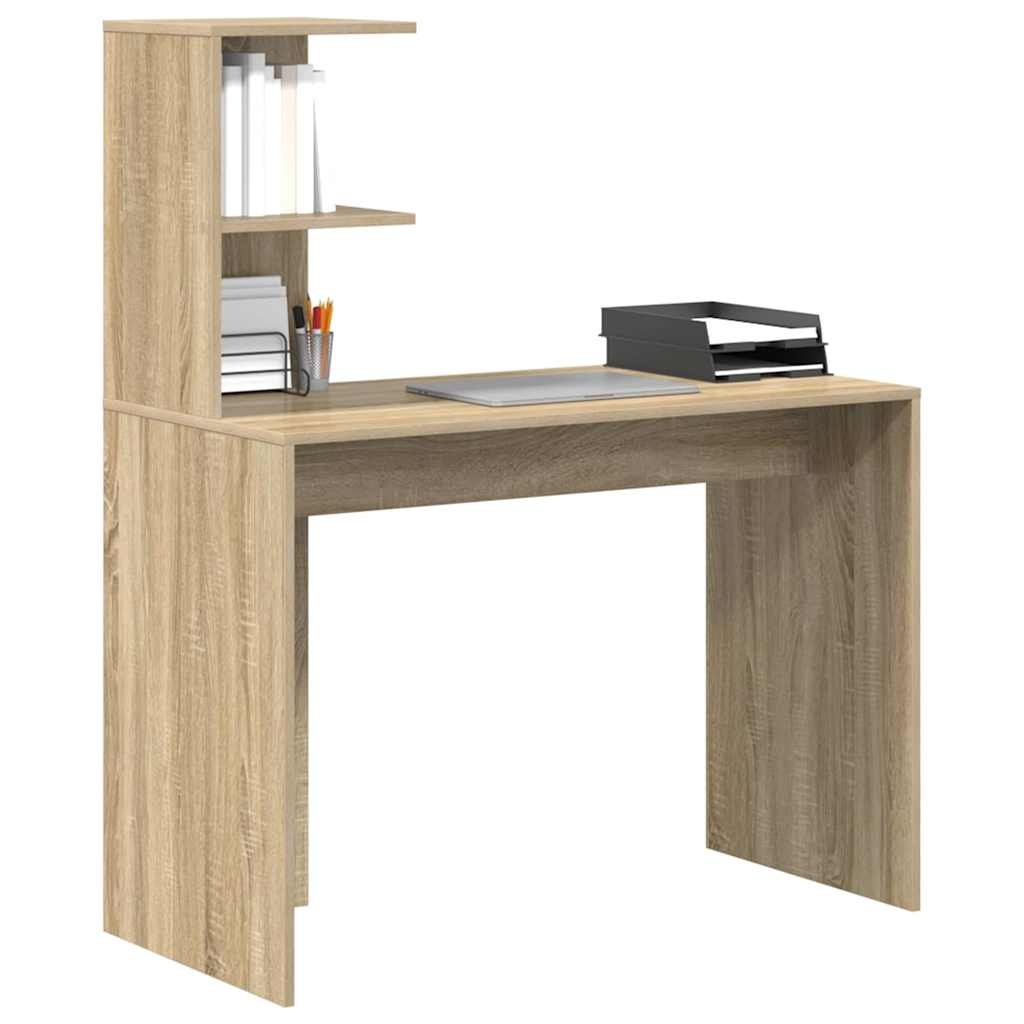 VidaXL Bureau met plank Sonoma eiken 102 x 50 x 124 cm Bewerkt hout
