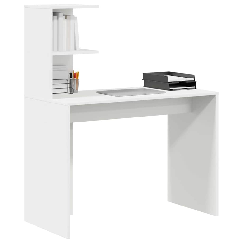 VidaXL Bureau met plank met opslag Wit 102 x 50 x 124 cm Bewerkt hout
