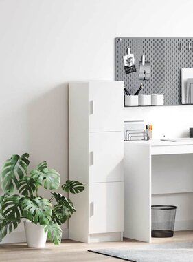 VidaXL Hoge Kast Wit 31.5 x 32 x 124 cm Bewerkt hout