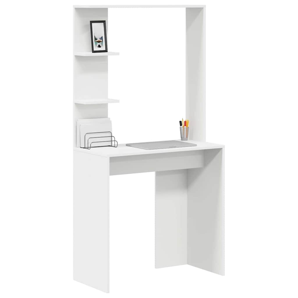 VidaXL Bureau met plank Wit 78.5 x 37 x 154.5 cm Bewerkt hout