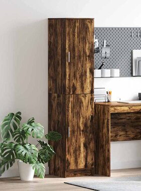 VidaXL Highboard Gerookt eiken 35 x 39 x 168 cm Bewerkt hout