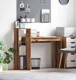 VidaXL Bureau met plank Oud hout 100 x 40 x 90 cm Bewerkt hout