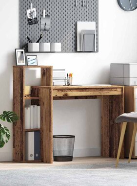 VidaXL Bureau met plank Oud hout 100 x 40 x 90 cm Bewerkt hout