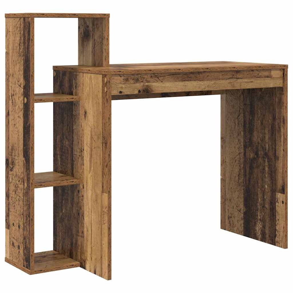 VidaXL Bureau met plank Oud hout 100 x 40 x 90 cm Bewerkt hout