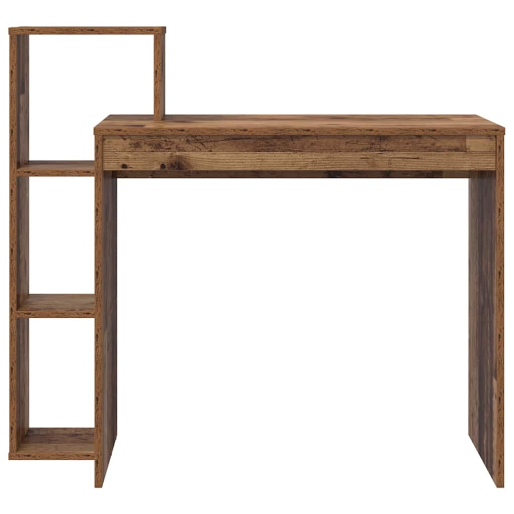 VidaXL Bureau met plank Oud hout 100 x 40 x 90 cm Bewerkt hout