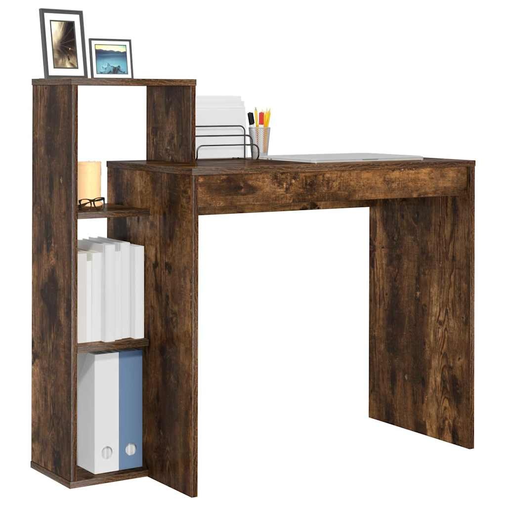 VidaXL Bureau met plank Gerookt eiken 100 x 40 x 90 cm Bewerkt hout