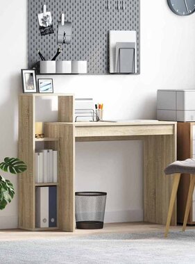 VidaXL Bureau met plank Sonoma eiken 100 x 40 x 90 cm Bewerkt hout