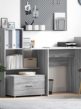 VidaXL Ladenkast met wiel Grijs 55 x 45 x 33.5 cm Bewerkt hout