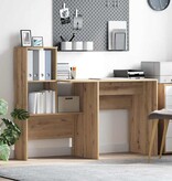 VidaXL Bureau met plank artisanaal eikenkleurig 131,5 x 50 x 106,5 cm