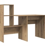 VidaXL Bureau met plank artisanaal eikenkleurig 131,5 x 50 x 106,5 cm