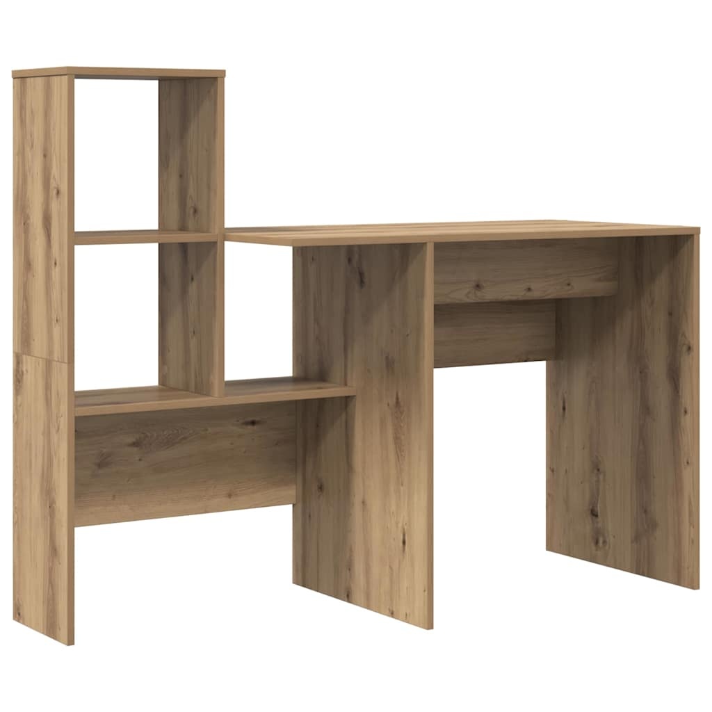 VidaXL Bureau met plank artisanaal eikenkleurig 131,5 x 50 x 106,5 cm