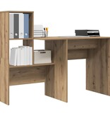 VidaXL Bureau met plank artisanaal eikenkleurig 131,5 x 50 x 106,5 cm
