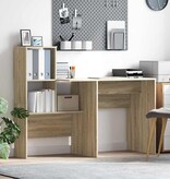 VidaXL Bureau Sonoma eiken 131,5 x 50 x 106,5 cm Bewerkt hout