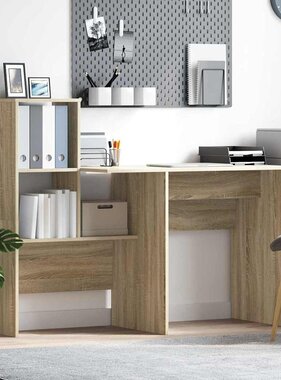 VidaXL Bureau Sonoma eiken 131,5 x 50 x 106,5 cm Bewerkt hout