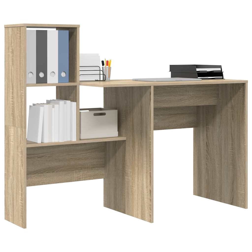 VidaXL Bureau Sonoma eiken 131,5 x 50 x 106,5 cm Bewerkt hout