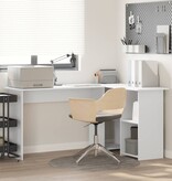 VidaXL Bureau met plank met opslag Wit 142 x 102 x 73 cm Bewerkt hout