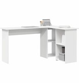 VidaXL Bureau met plank met opslag Wit 142 x 102 x 73 cm Bewerkt hout