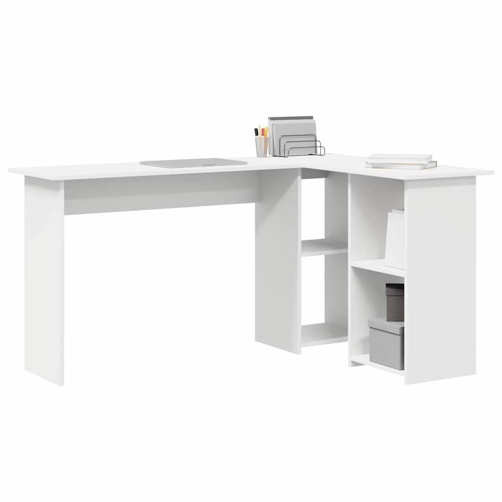 VidaXL Bureau met plank met opslag Wit 142 x 102 x 73 cm Bewerkt hout