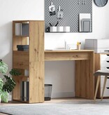 VidaXL Bureau artisanaal eikenkleurig 113 x 54 x 120 cm Bewerkt hout