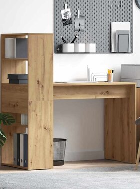 VidaXL Bureau artisanaal eikenkleurig 113 x 54 x 120 cm Bewerkt hout