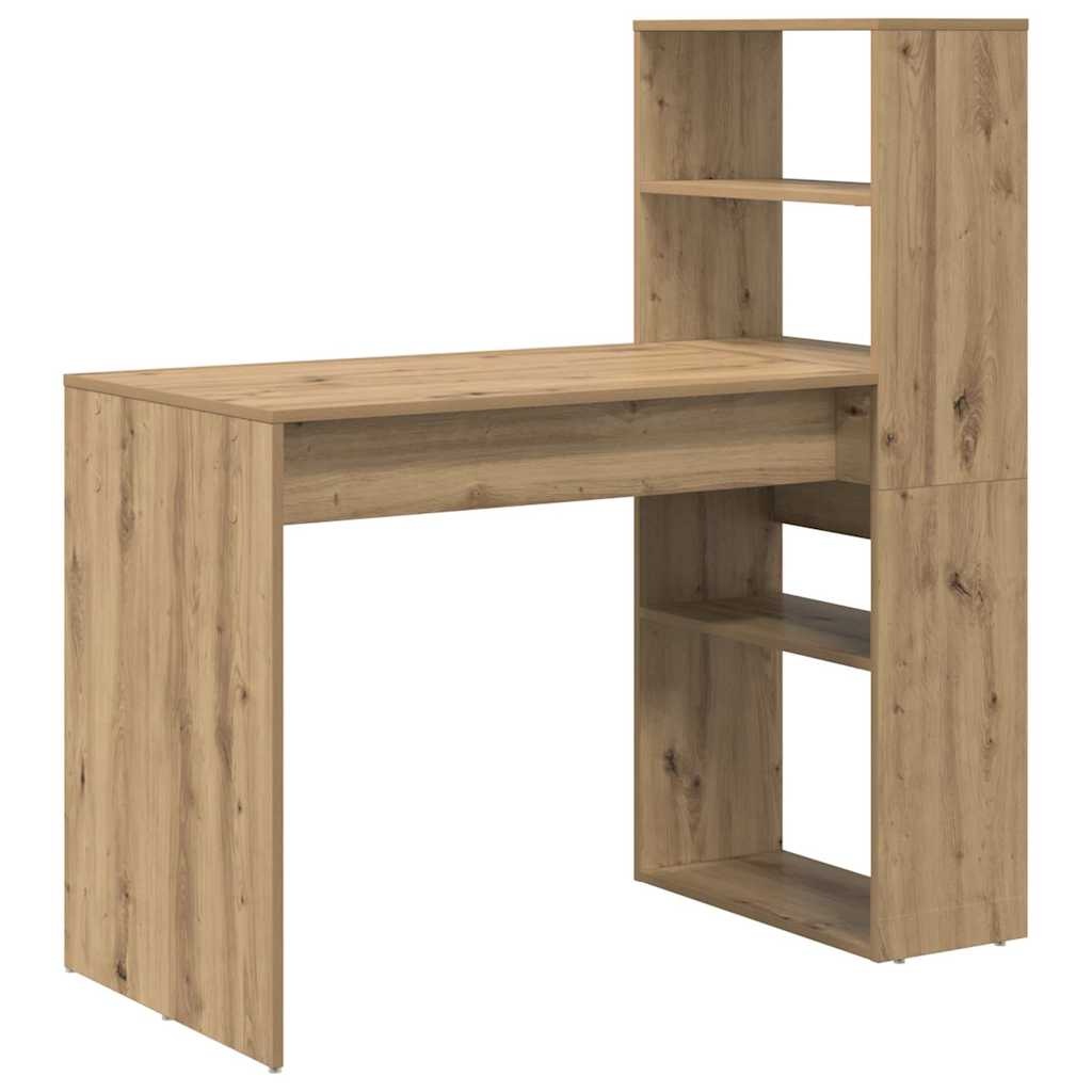 VidaXL Bureau artisanaal eikenkleurig 113 x 54 x 120 cm Bewerkt hout