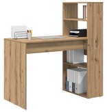 VidaXL Bureau artisanaal eikenkleurig 113 x 54 x 120 cm Bewerkt hout