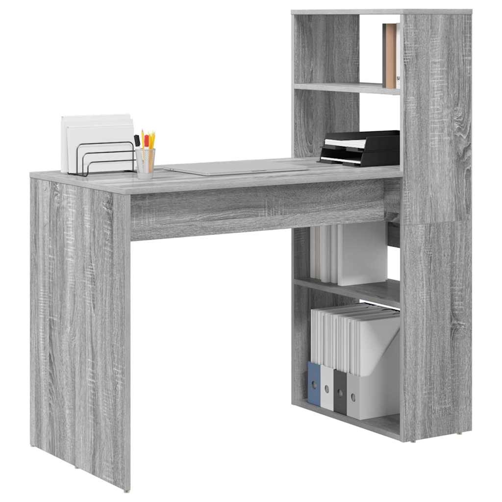 VidaXL Bureau met plank Grijs sonoma 113 x 54 x 120 cm Bewerkt hout