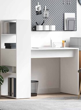 VidaXL Bureau met plank met opslag Wit 113 x 54 x 120 cm Bewerkt hout