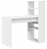 VidaXL Bureau met plank met opslag Wit 113 x 54 x 120 cm Bewerkt hout