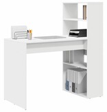 VidaXL Bureau met plank met opslag Wit 113 x 54 x 120 cm Bewerkt hout