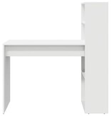 VidaXL Bureau met plank met opslag Wit 113 x 54 x 120 cm Bewerkt hout