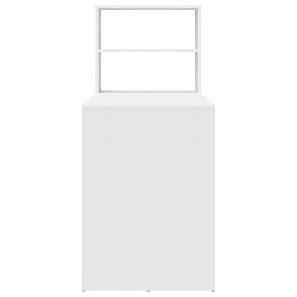 VidaXL Bureau met plank met opslag Wit 113 x 54 x 120 cm Bewerkt hout