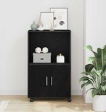 VidaXL Rolling Cabinet Zwart Eiken 55 x 40 x 91 cm Bewerkt hout