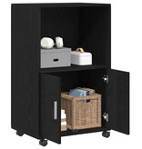 VidaXL Rolling Cabinet Zwart Eiken 55 x 40 x 91 cm Bewerkt hout