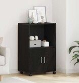 VidaXL Rolling Cabinet Zwart Eiken 55 x 40 x 91 cm Bewerkt hout