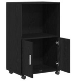 VidaXL Rolling Cabinet Zwart Eiken 55 x 40 x 91 cm Bewerkt hout