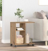 VidaXL Bijzettafel met plank artisanaal eikenkleurig 50 x 30 x 55 cm