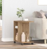 VidaXL Bijzettafel met plank artisanaal eikenkleurig 50 x 30 x 55 cm