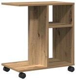 VidaXL Bijzettafel met plank artisanaal eikenkleurig 50 x 30 x 55 cm