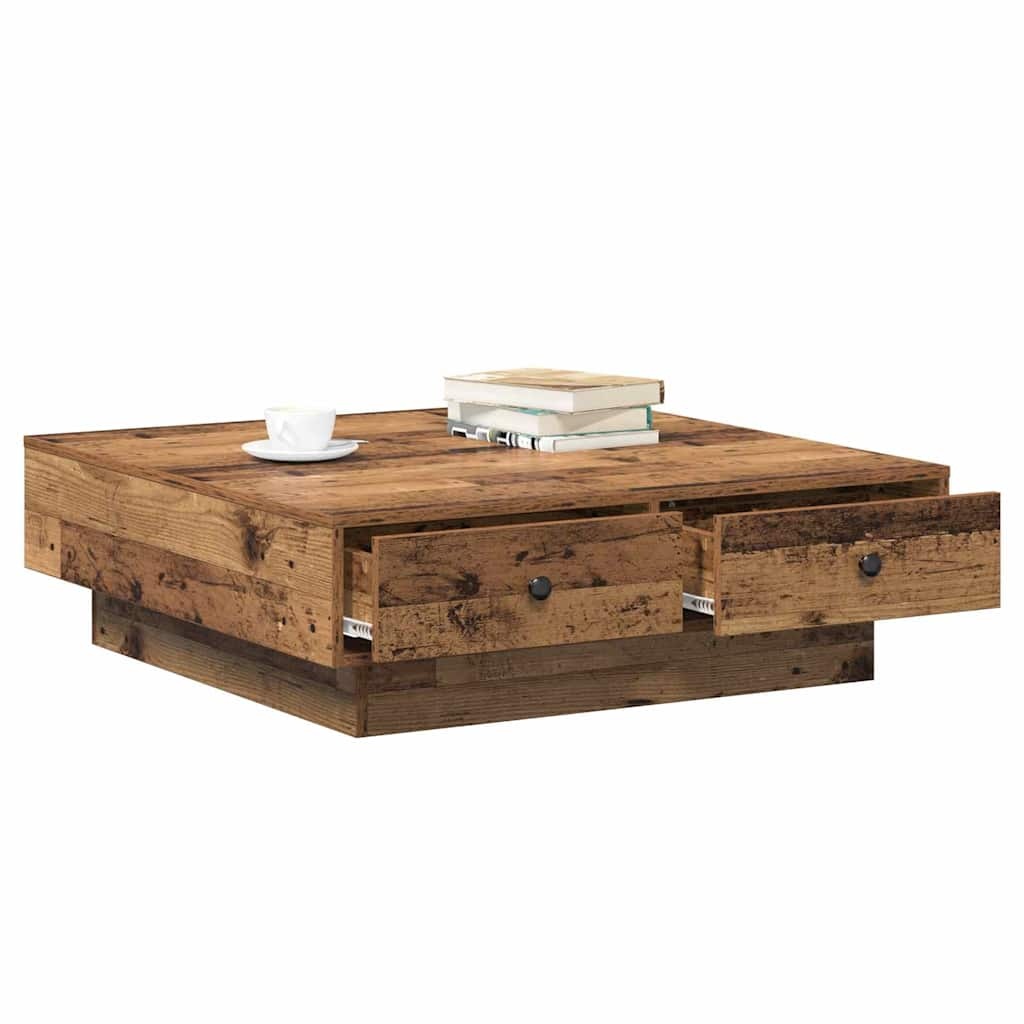 VidaXL Salontafel Oud hout 90 x 90 x 28 cm Bewerkt hout