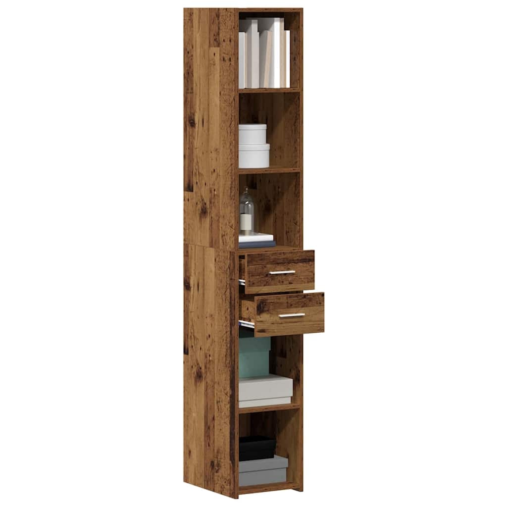 VidaXL Highboard met lade Oud hout 30 x 42.5 x 185 cm Bewerkt hout