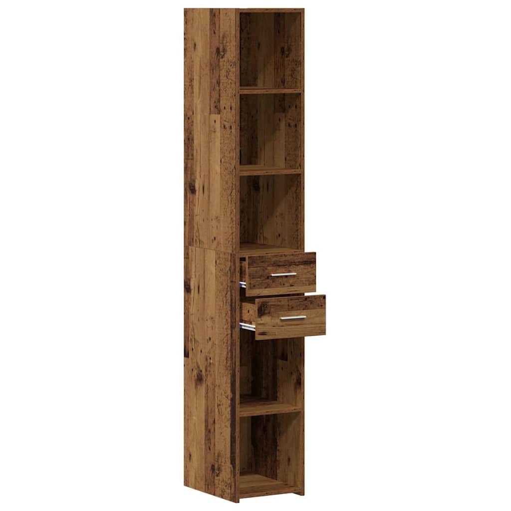VidaXL Highboard met lade Oud hout 30 x 42.5 x 185 cm Bewerkt hout