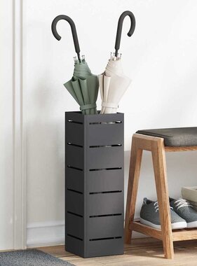 VidaXL Paraplu Standaard Zwart 15.5 x 15.5 x 49 cm Staal