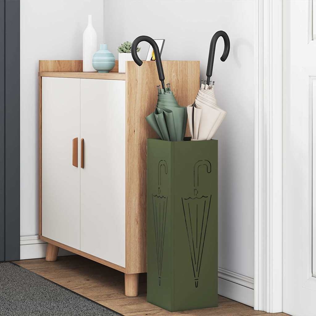 VidaXL Paraplu Standaard Olijfgroen 15.5 x 15.5 x 49 cm Staal