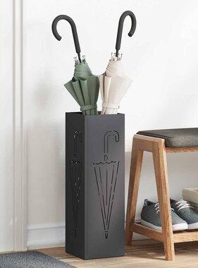 VidaXL Paraplu Standaard Zwart 15.5 x 15.5 x 49 cm Metaal