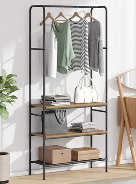 VidaXL Kledingrek met planken artisanaal eikenkleurig 77 x 30 x 171 cm