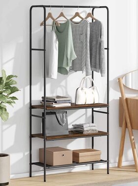 VidaXL Kledingrek met planken Gerookt eiken 77 x 30 x 171 cm