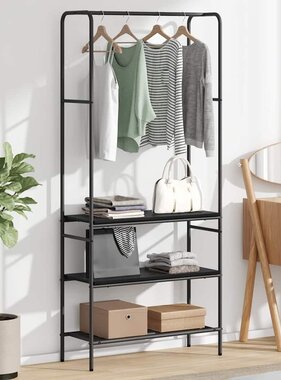 VidaXL Kledingrek met planken Zwart eiken 77 x 30 x 171 cm